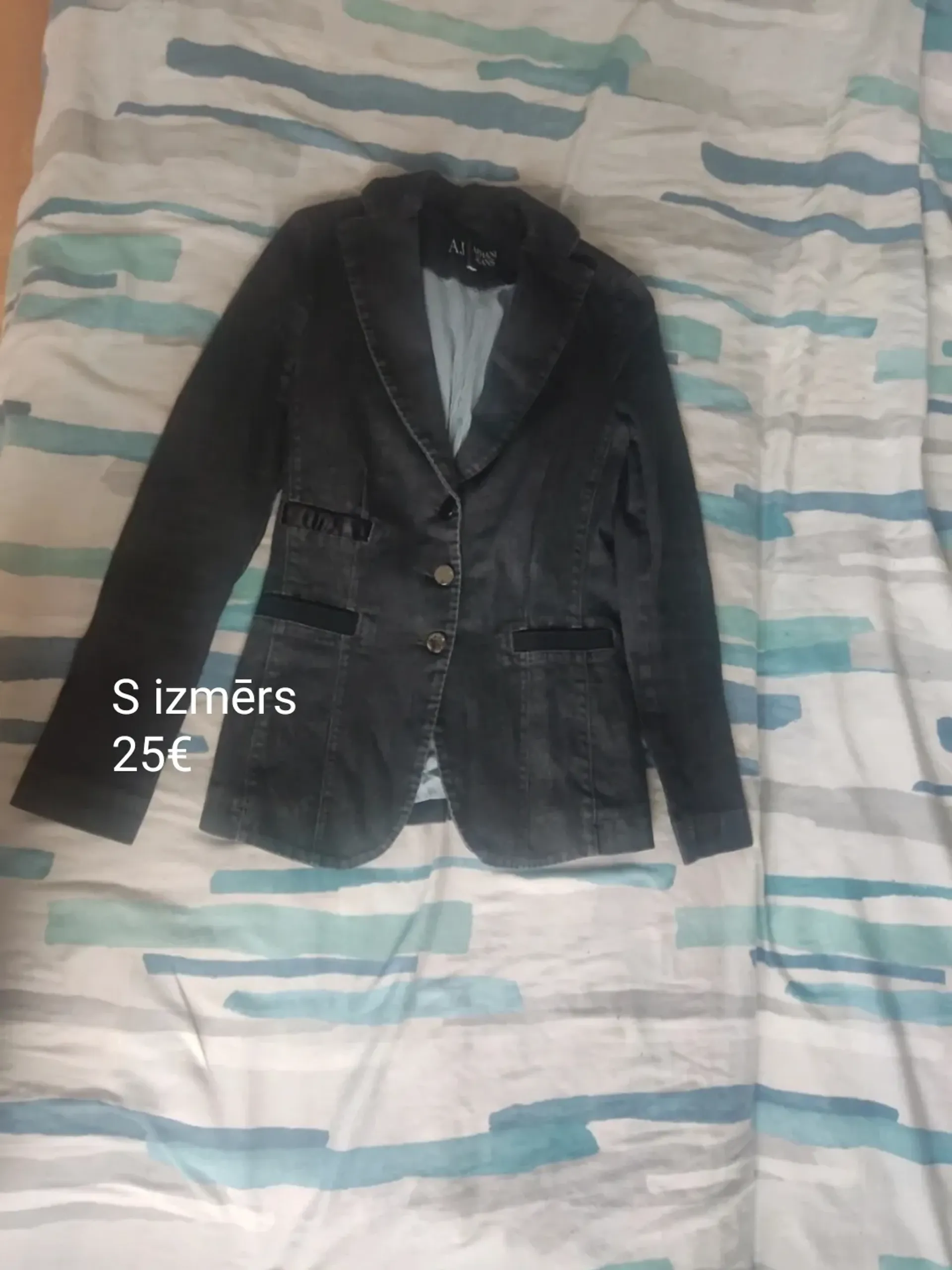 Armani Jeans melna džinsu jaka, S izmērs, 1. fotoattēls no 2